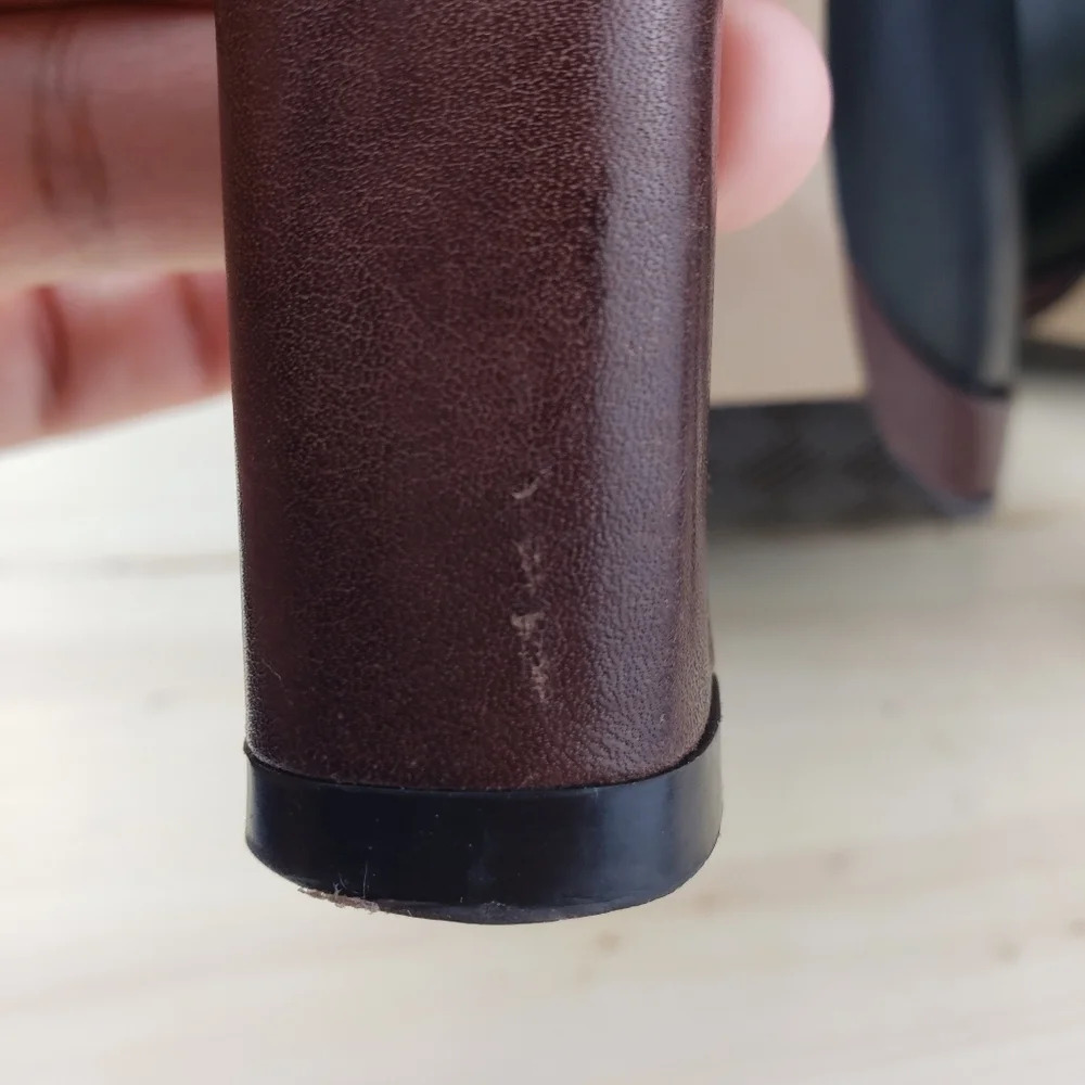 Cole Haan Sandal Size 8.5 Leather Platform Peep Toe Mule Heel Shoes Slingback - Picture 15 of 16